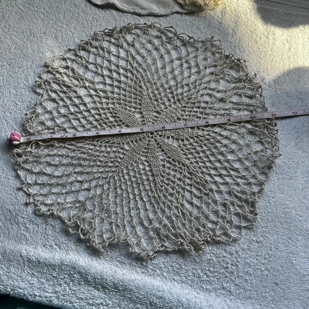 Vintage Doilies Set 4 White Cream Crochet Embroidered Lace Floral